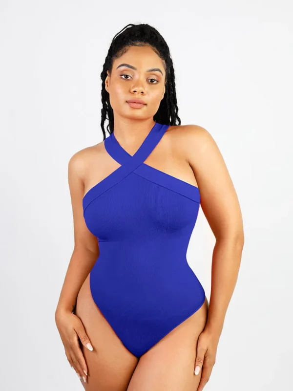 Seamless Crossover Halter Thong Bodysuit - Image 9