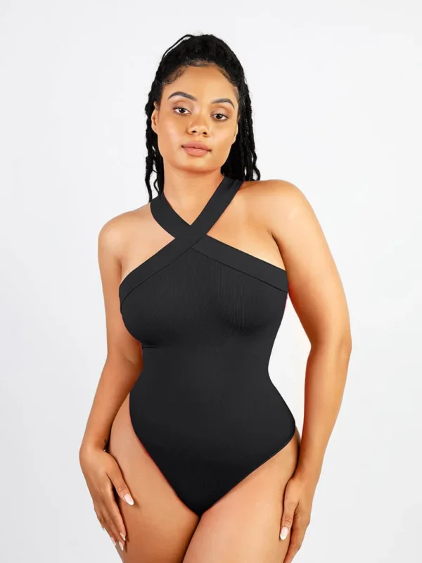 Seamless Crossover Halter Thong Bodysuit - Image 12