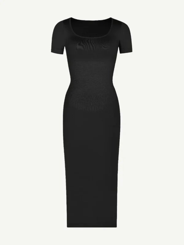 Seamless Eco-Friendly Back Slit Outer Shaping Dress With Removable Cups - Image 12