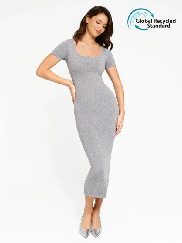 Seamless Eco-Friendly Back Slit Outer Shaping Dress With Removable Cups - Image 8