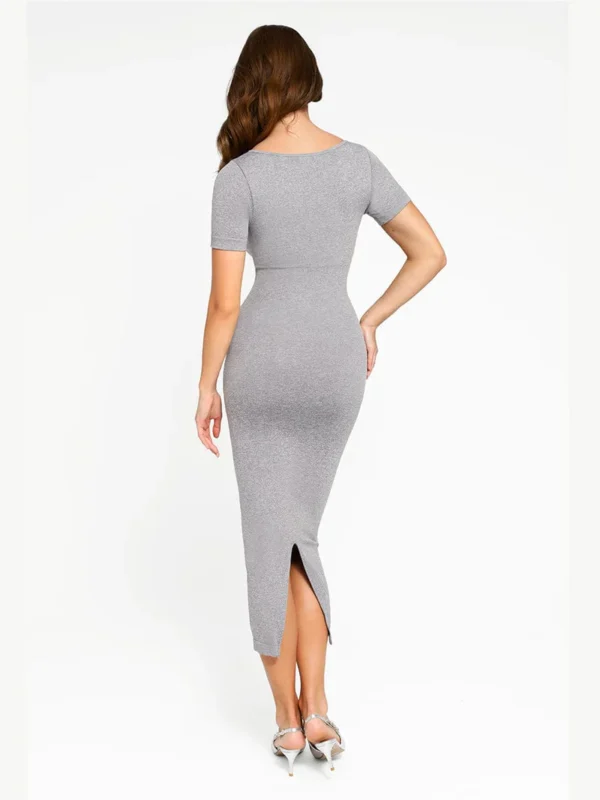 Seamless Eco-Friendly Back Slit Outer Shaping Dress With Removable Cups - Image 6