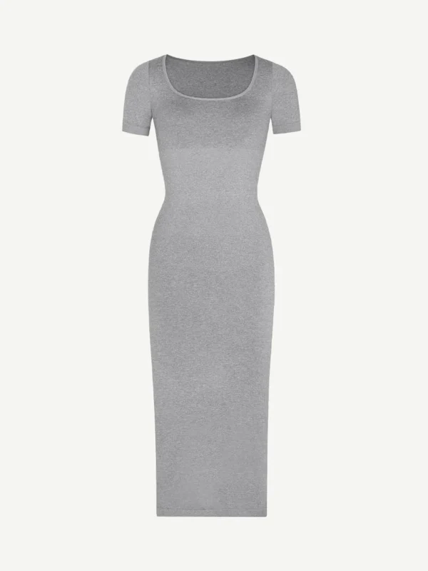 Seamless Eco-Friendly Back Slit Outer Shaping Dress With Removable Cups - Image 3