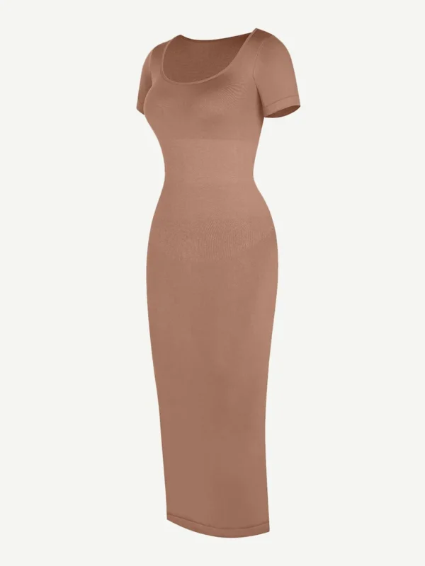 Seamless Eco-Friendly Back Slit Outer Shaping Dress With Removable Cups - Image 19