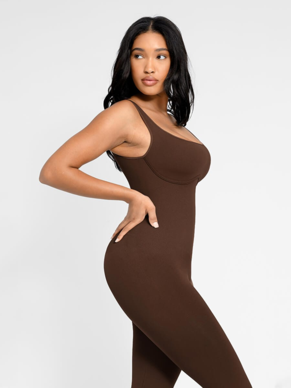 Seamless Square Neck U-Back Flared Jumpsuit - Image 9