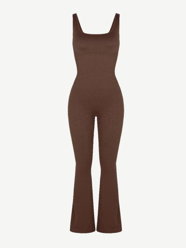 Seamless Square Neck U-Back Flared Jumpsuit - Image 7