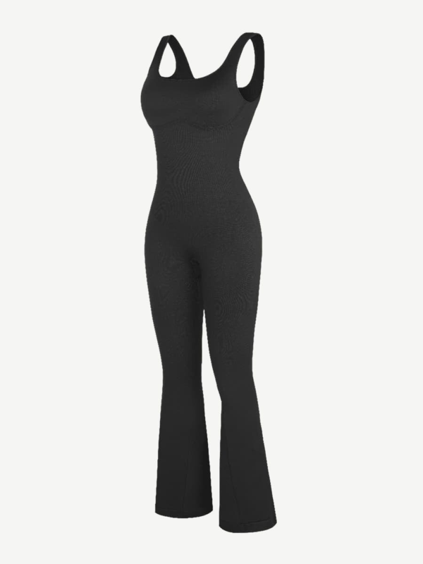 Seamless Square Neck U-Back Flared Jumpsuit - Image 3