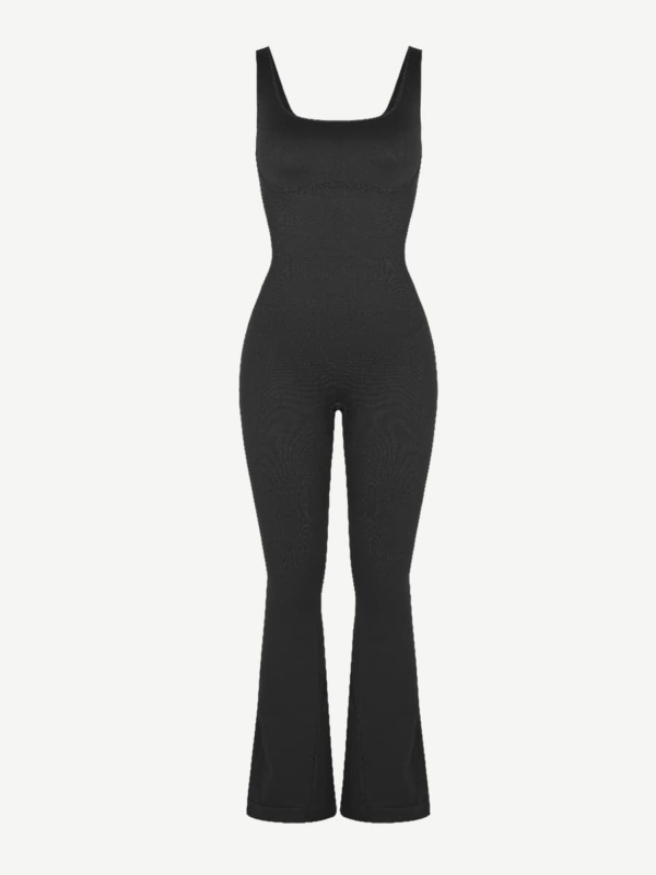 Seamless Square Neck U-Back Flared Jumpsuit - Image 2