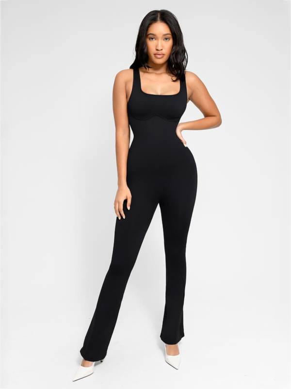 Seamless Square Neck U-Back Flared Jumpsuit