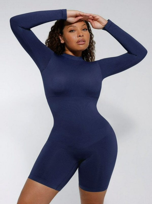 Seamless Bust Support Waist Cinching Tummy Control Jumpsuit with Removable Cups