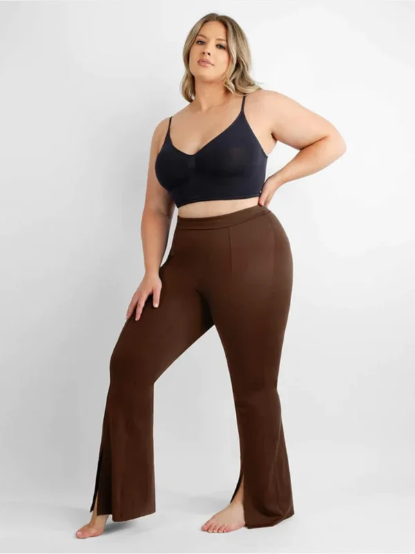 High-waisted Abdominal Control Front Slit Flare Legging - Image 3