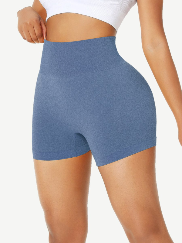 Sleek High Waist Gym Shorts Solid Color Women's Clothes - Image 6