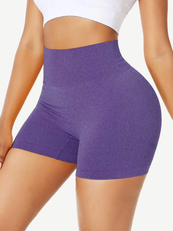 Sleek High Waist Gym Shorts Solid Color Women's Clothes - Image 11