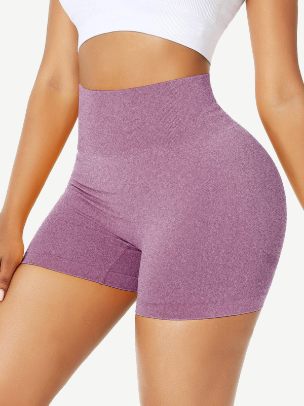 Sleek High Waist Gym Shorts Solid Color Women's Clothes - Image 10