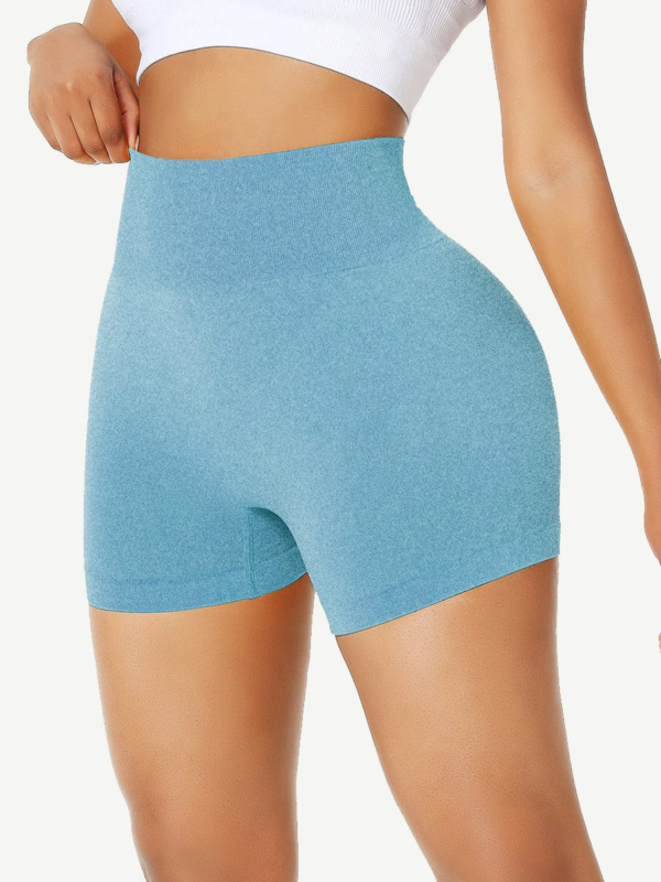 Sleek High Waist Gym Shorts Solid Color Women's Clothes - Image 14