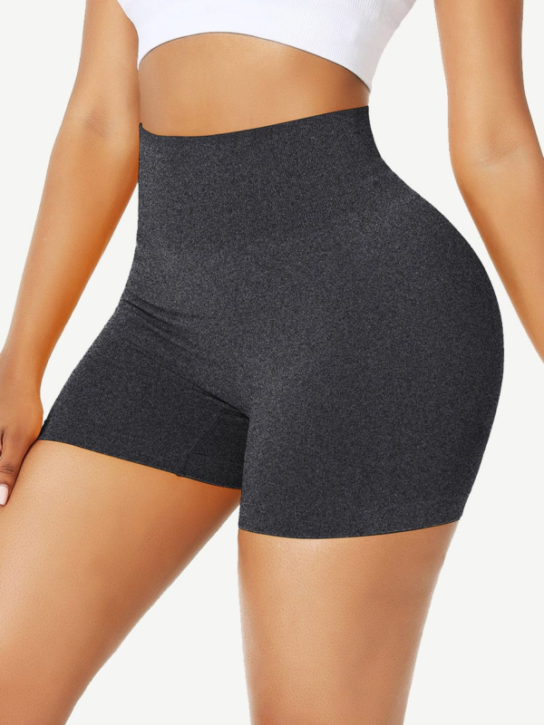 Sleek High Waist Gym Shorts Solid Color Women's Clothes - Image 15