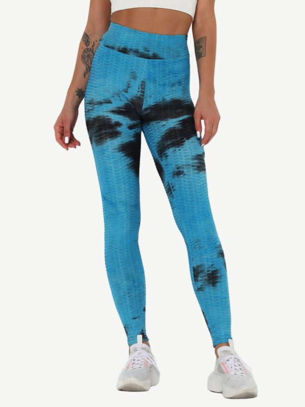 Adorable Deep Blue Tie-Dyed Yoga Leggings Ankle Length Nice Quality