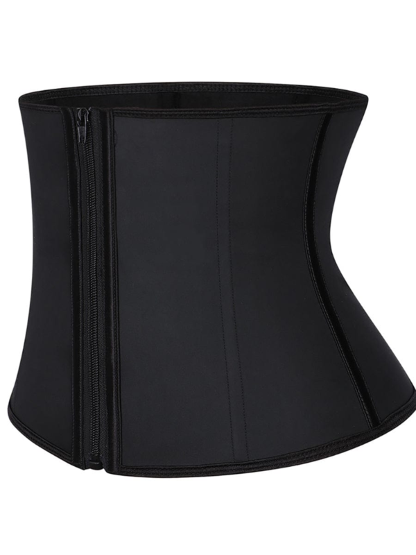 Matching Black Zipper Latex Waist Trainer Plus Size For Girl - Image 2