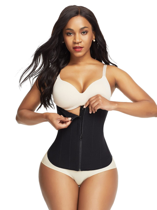 9 Steel Bones W-shape Waist Trainer Zipper Built-in Clips Inside - Image 6