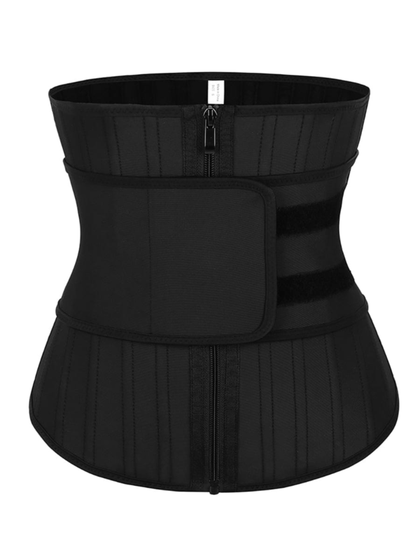 Tummy Control Black 25 Steel Bones Sticker Zip Latex Waist Trainer - Image 6