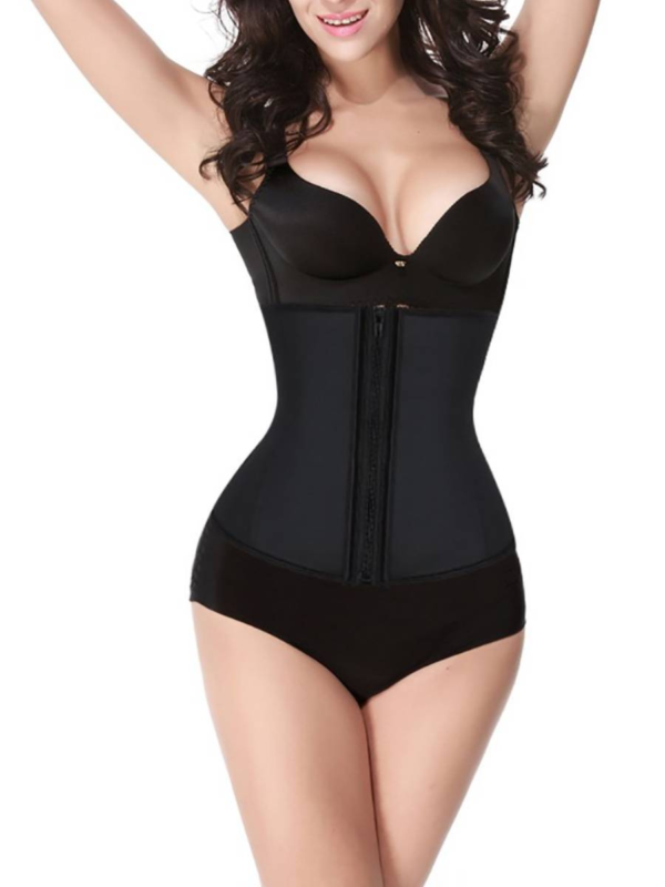 Matching Black Zipper Latex Waist Trainer Plus Size For Girl