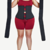 Trendy Black 7 Steel Bones Waist Cincher Double Belts Body Trimmer - Image 11