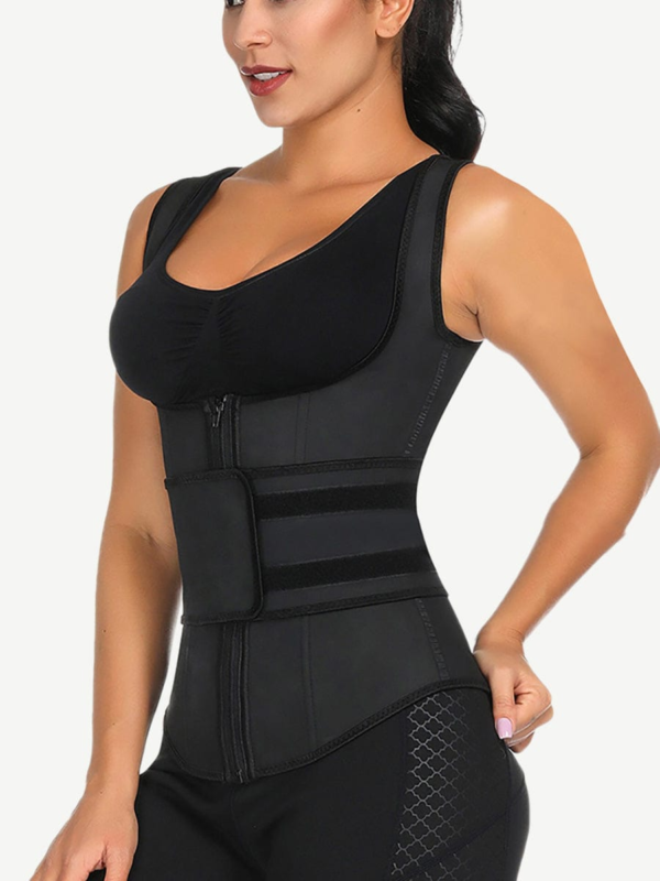 Fashionable Black 9 Steel Bones Latex Vest Shaper Plus Size Instant Slimmer - Image 5