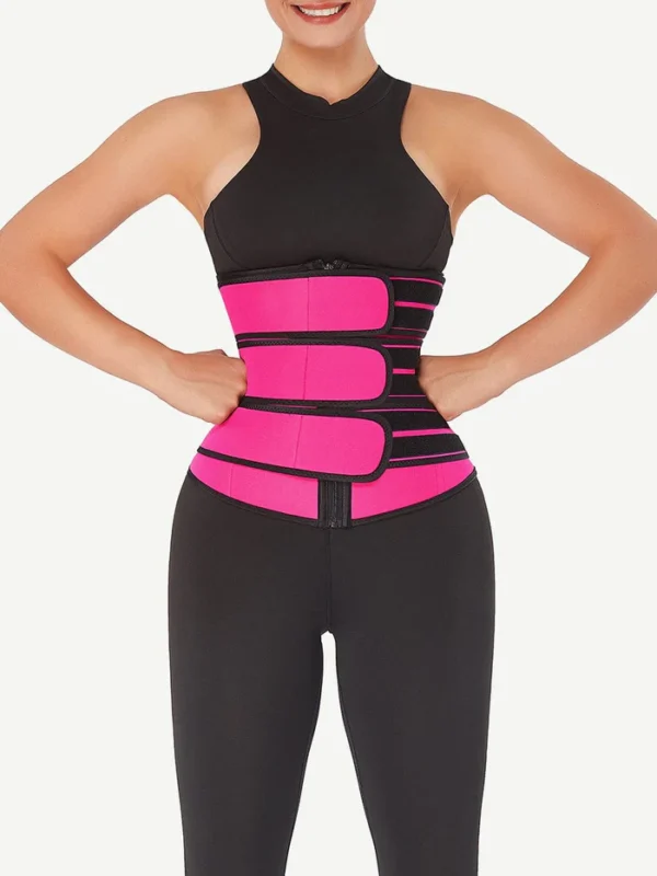 Curve Creator Rose Red Zipper Neoprene Waist Cincher Stickers Close Fit Waist Trainer