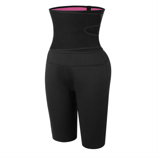 Ultrathin Black Solid Color Neoprene Shorts High Waist Firm Foundations - Image 2