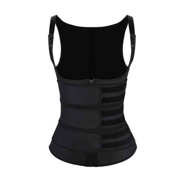 Latex Black Vest Shaper Adjustable Strap Zipper Fat Burning - Image 5