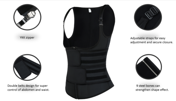 Fabulous Fit Black Upgrade Durable Zipper Vest Shaper 9 Steel Bones - Image 5