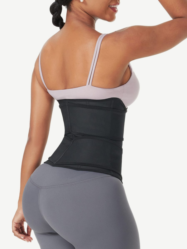 Black Under Bust Latex Waist Trainer Double Belt Waist Control - Image 4