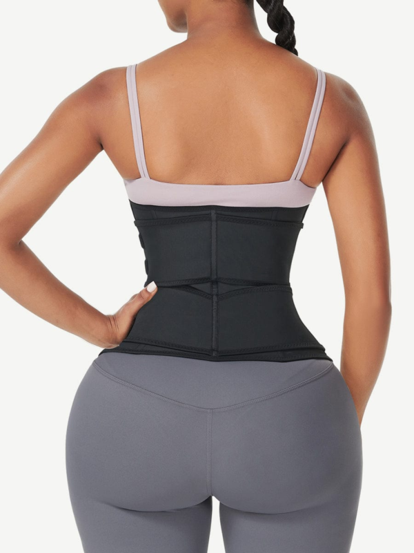 Black Under Bust Latex Waist Trainer Double Belt Waist Control - Image 5