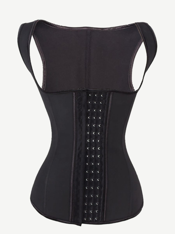 Women Latex Corset Waist Cincher Vest with 4 Row Hook Black Plus Size