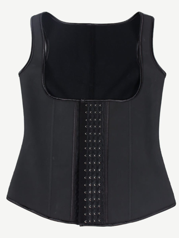 Women Latex Corset Waist Cincher Vest with 4 Row Hook Black Plus Size - Image 2