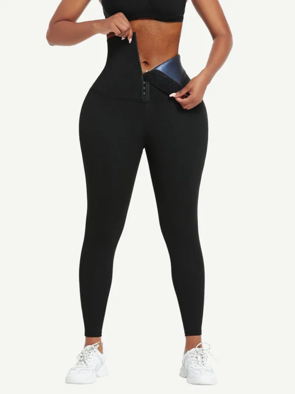 Dark Blue Neoprene Butt Lifting Leggings Wide Waistband Lose Weight - Image 9