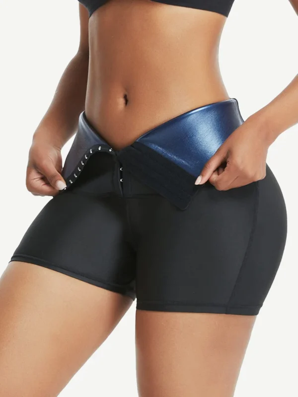 Blue Neoprene Shorts Hook And Eye Closure Cellulite Reducing - Image 9