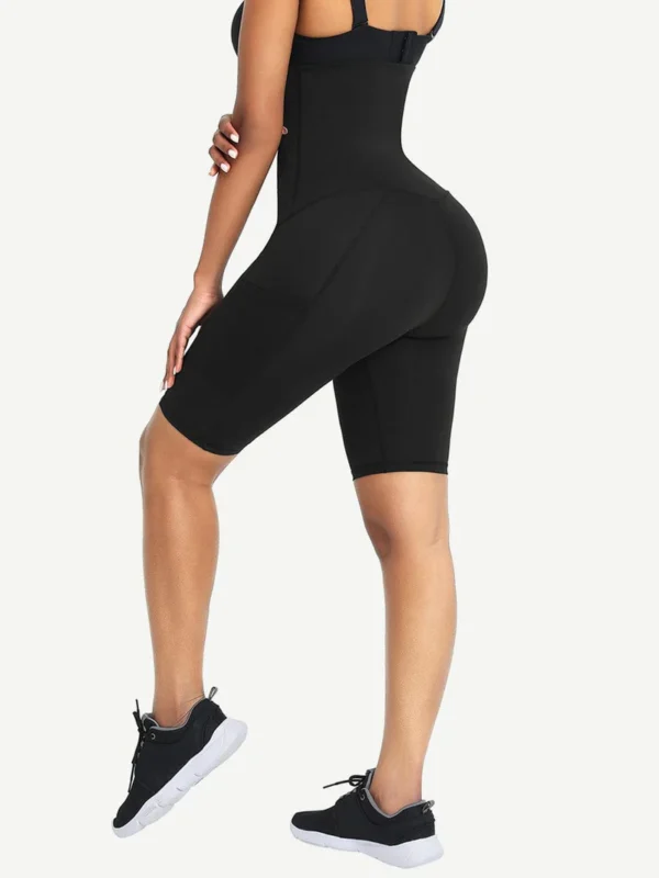 Black Knee Length Tummy Control Waist Trainer Shorts - Image 7