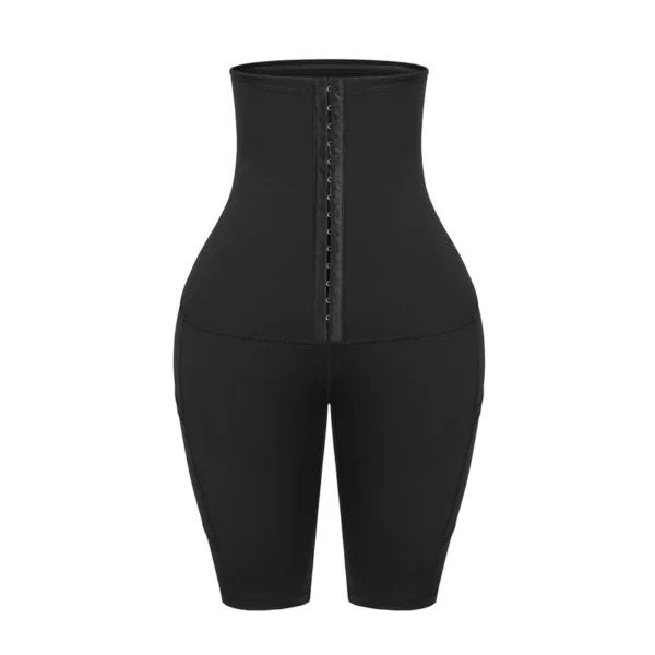 Black Knee Length Tummy Control Waist Trainer Shorts - Image 6