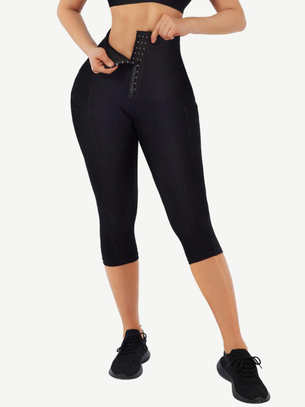 Mid-Rise Waist With Double-Layer Fabric Cropped Trousers With Pockets - Image 4