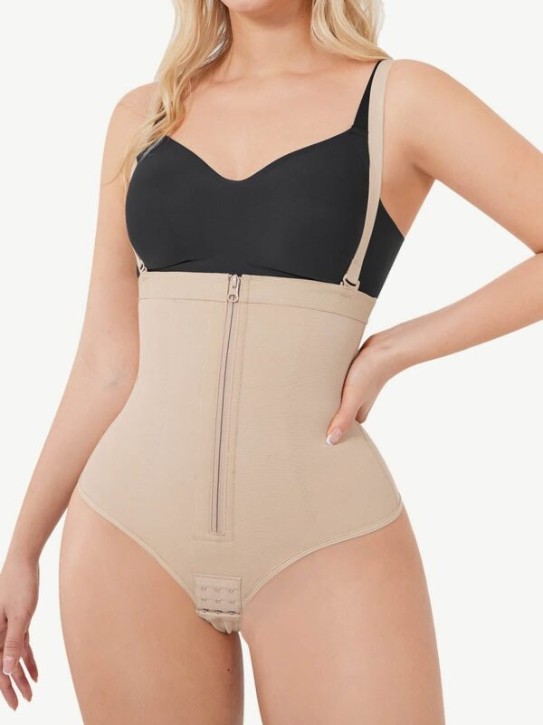 High-Waist Bodysuit Thong Panty Shapewear with Straps Plus Size