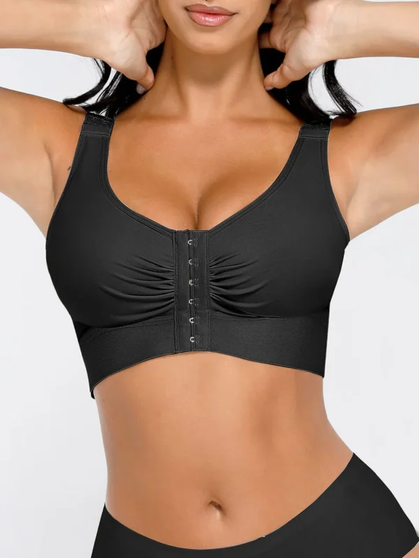 Adjustable Front Closure Post-Surgery Bra with Triple Hooks