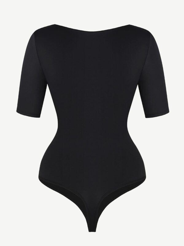 Tank Top Tight Thong Bodysuit With A Slant Cut Collar And Half Sleeves - Image 6