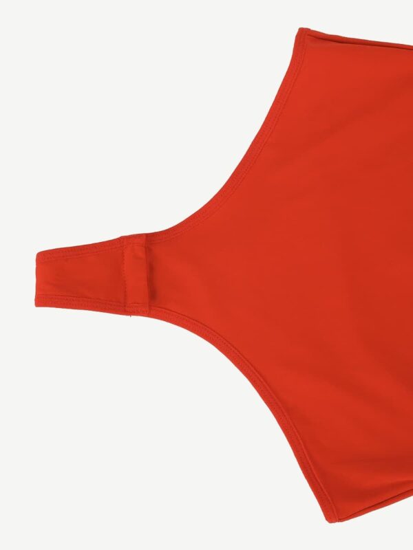 Tank Top Tight Thong Bodysuit With A Slant Cut Collar And Half Sleeves - Image 11