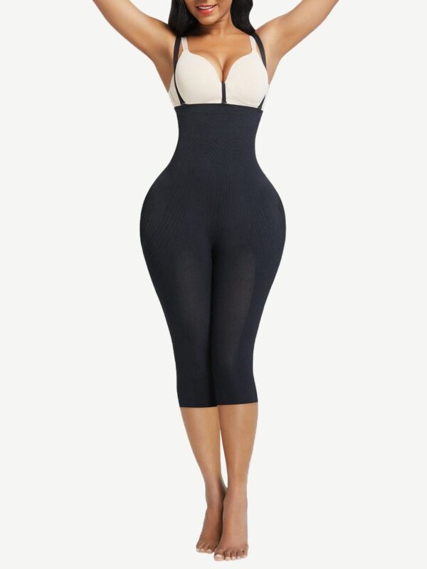 Black Plus Size Full Body Shaper With Open Crotch Smooth Silhouette