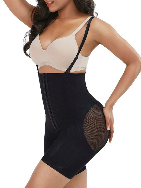 Black Seamless Sheer Mesh Full Body Shaper Abdominal Control