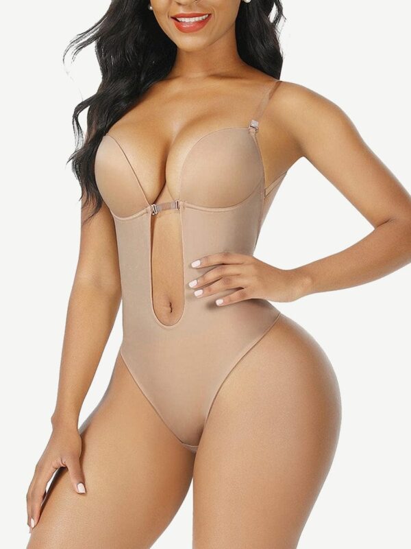 High Waist 30D Fabric Tummy Control Bodysuit with Nubuck Shoulder Straps