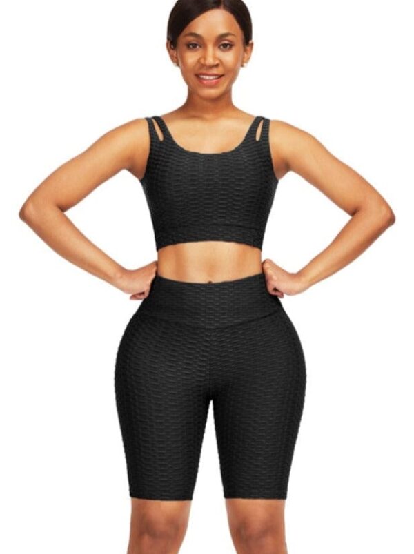 Well-Suited Jacquard High Waist Crop Sports Suit For Female Runner