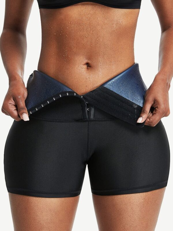 Blue Neoprene Shorts Hook And Eye Closure Cellulite Reducing