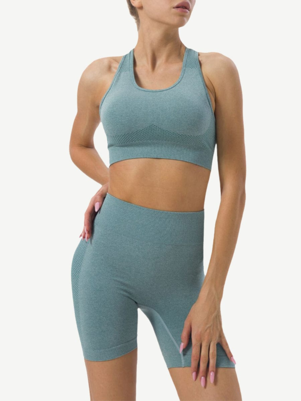 Seamless Knitting Short Yoga Suits 2-in-1 Gymwear - Image 4